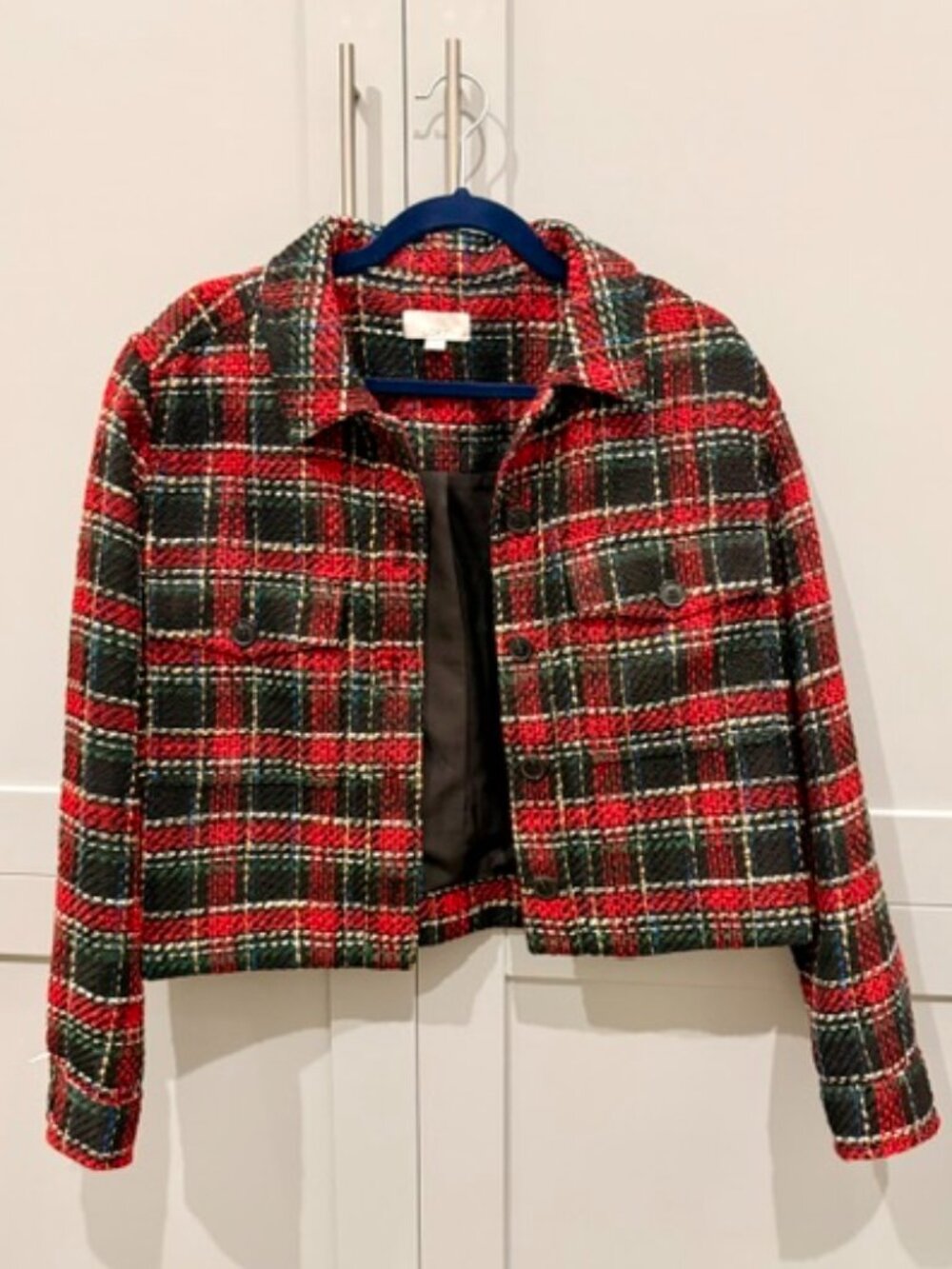 LOFT Plaid Tweed Cropped Jacket